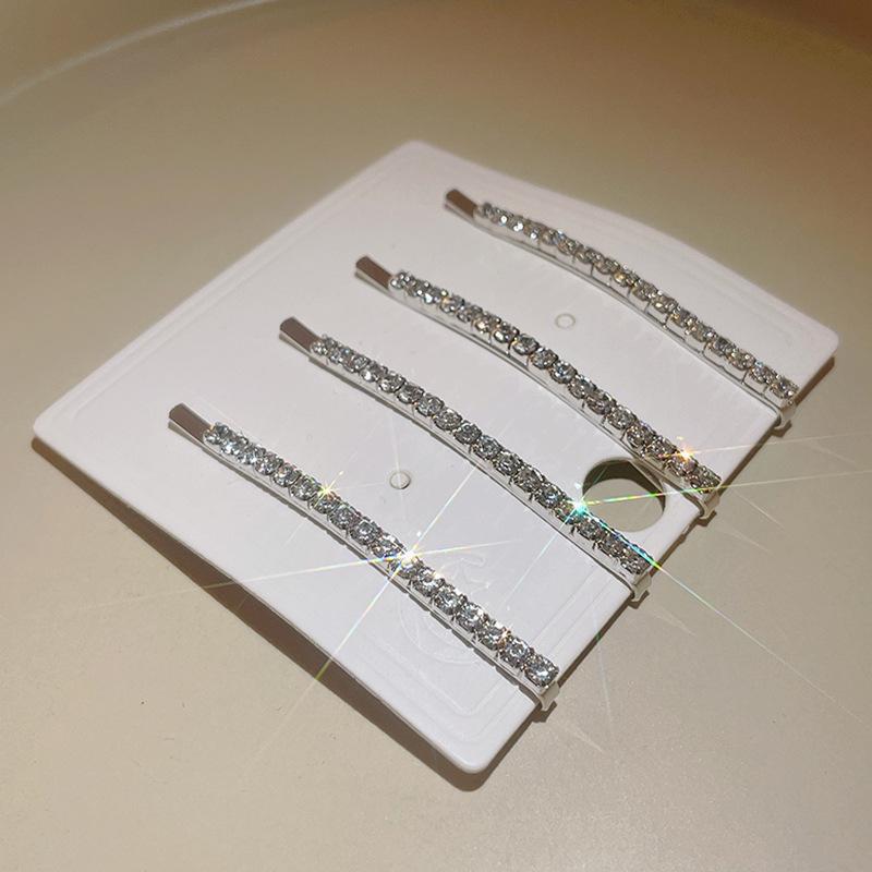 Diamond-encrusted exquisite side bangs hairpin basic simple and versatile one-word clip fashion temperament high-end hair accessories