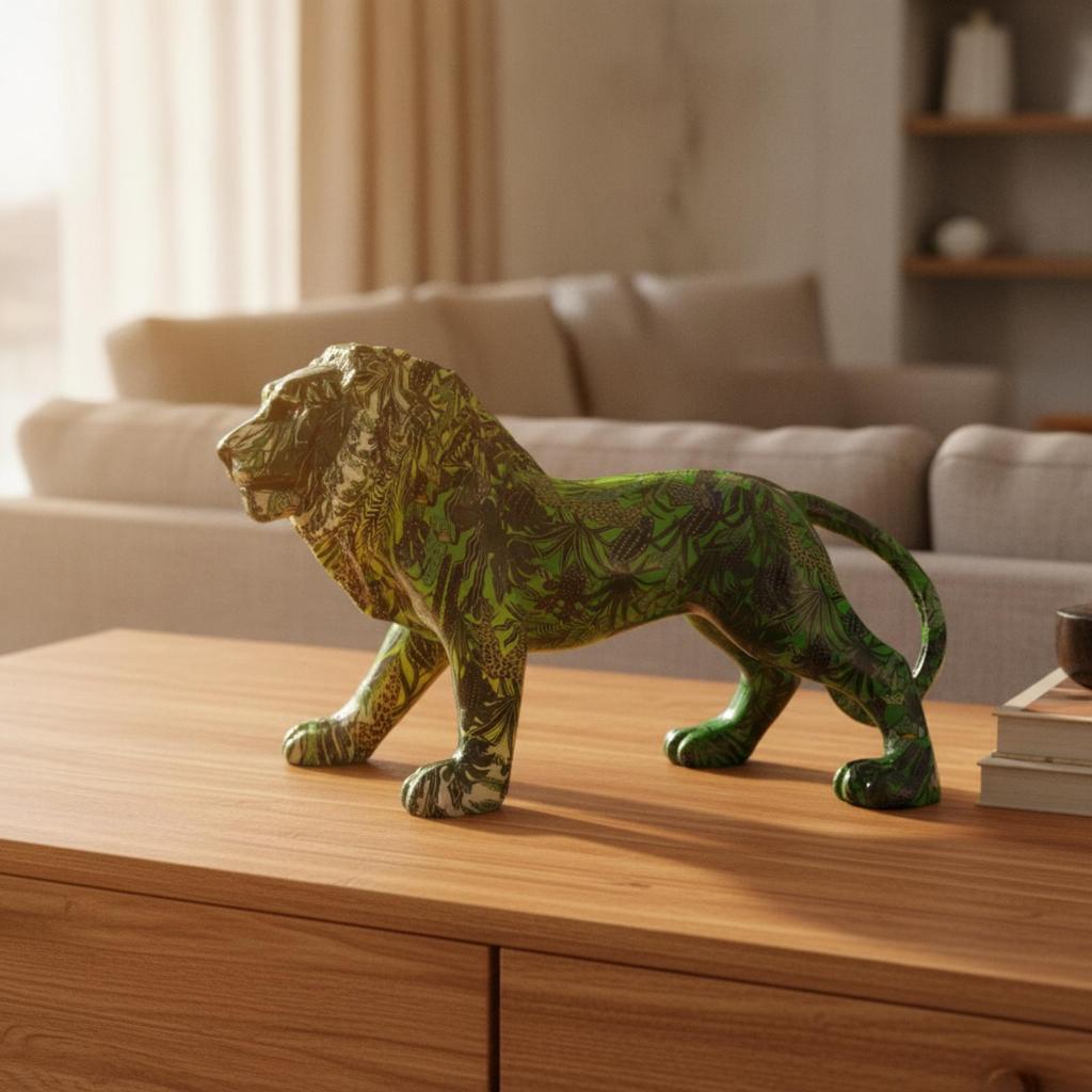 Lion Figurine Decorative Animal Ornament Glossy for Office