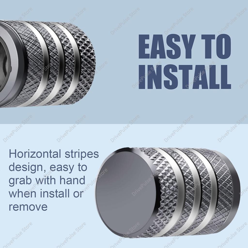 4PC Aluminum Valve Stem Caps - Universal Dust-Proof Tire Accessories for Cars, Trucks, SUVs & Motorcycles | Durable Alloy Cover