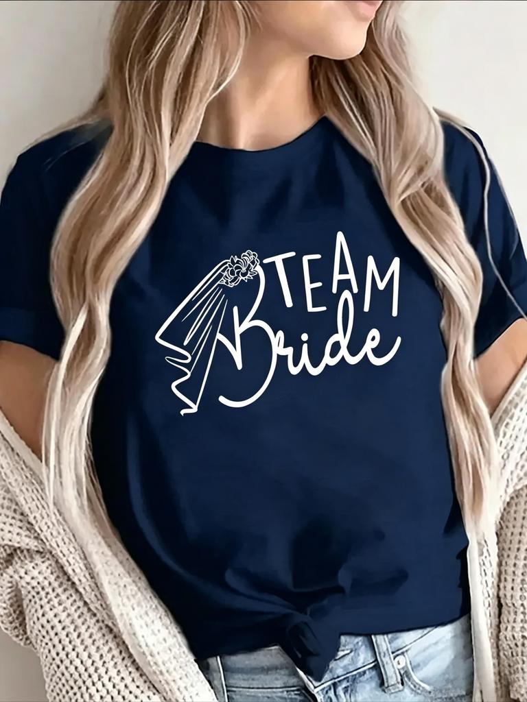 Lightweight And Breathable T Shirt With Short Sleeves Featuring A Team Bride Print Perfect Casual Wedding Parties And Bridal