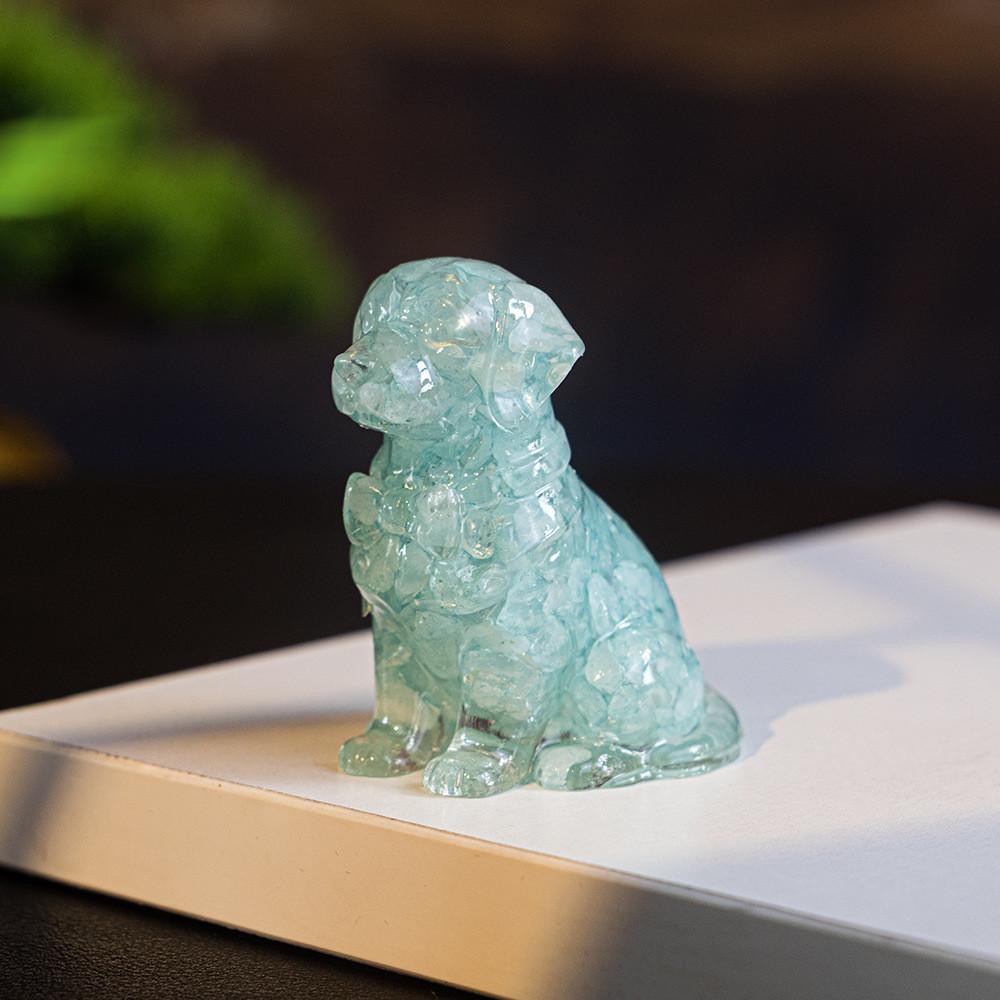 Resin Crystal Dogs Snow Shih Tzu And Golden Retriever Home Decor Gift For Animal Lovers
