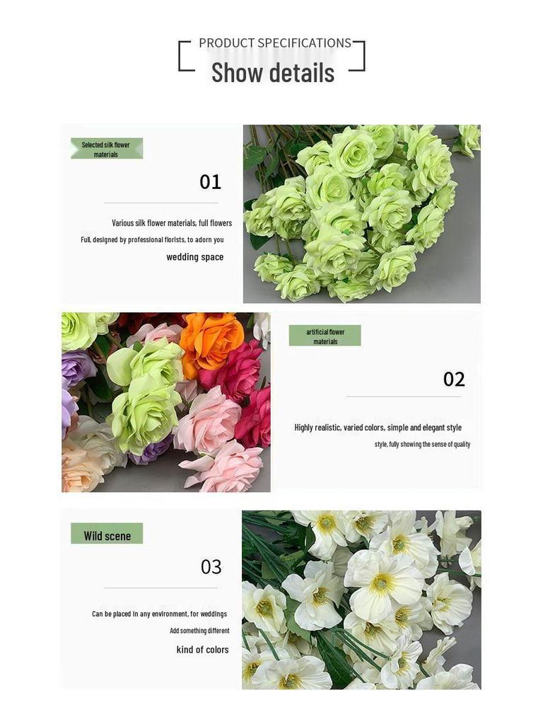 Wedding Floristry: Simulated Flower Scene Arrangement with Seven Optional Colors for T-Stage and Aisle Decoration