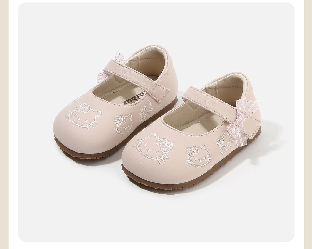Spring 2026 Soft Sole Leather Baby Walker Shoes with Doll Print - Non-Slip Design