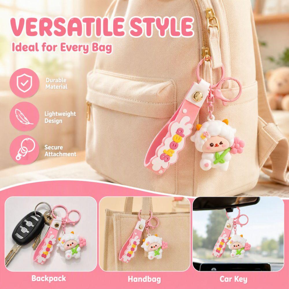 Cute Sheep Keychain PVC Goat Car Keychain Kawaii Goat Pendant Gift For Kids