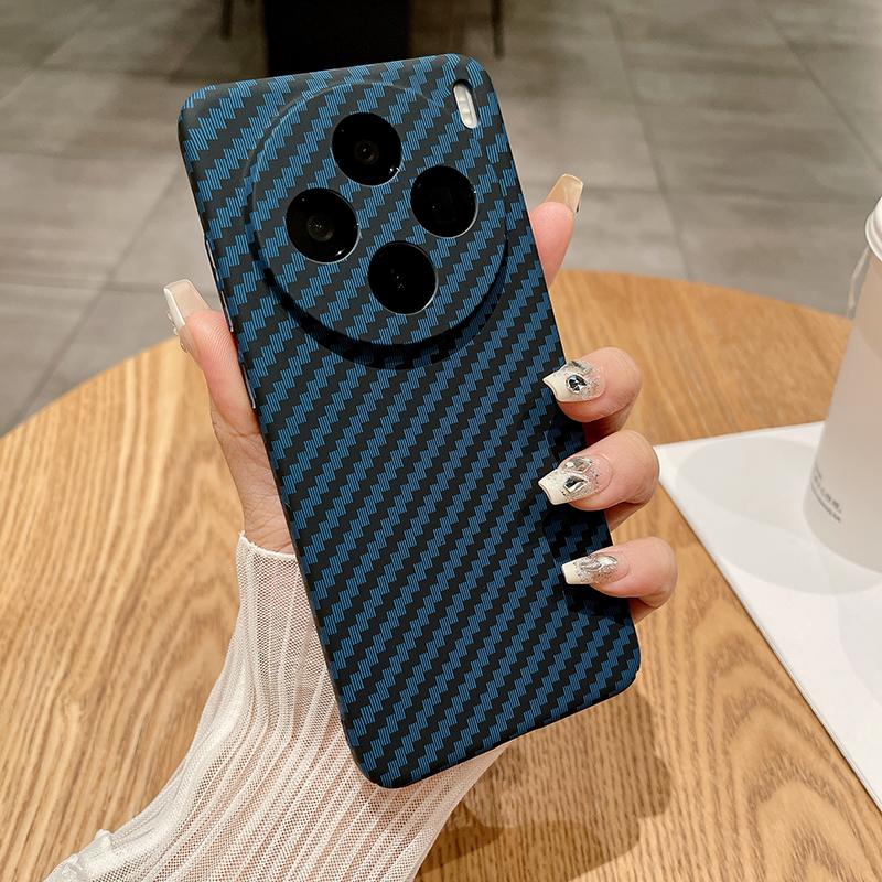 Original Funda For Vivo X100 Pro X100 Ultra Case Carbon Fiber Texture Matte Hard Cover For Vivo X100s X200 Pro X90 Plus Bumper