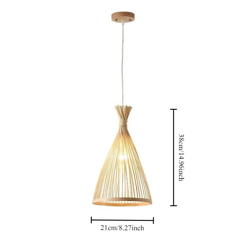 Japanese Chandelier Natural Bamboo Rattan LED Pendant Lights Handmade Weaving Hanging Lamps Wicker Shades E27 Lighting Lampshade