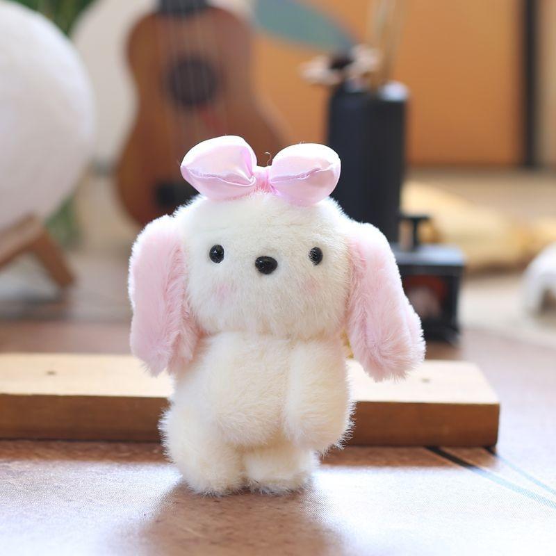 Puppy Plush Cute Keychain Bow Stuffed Animal Short Fur Gift For Teens Girls
