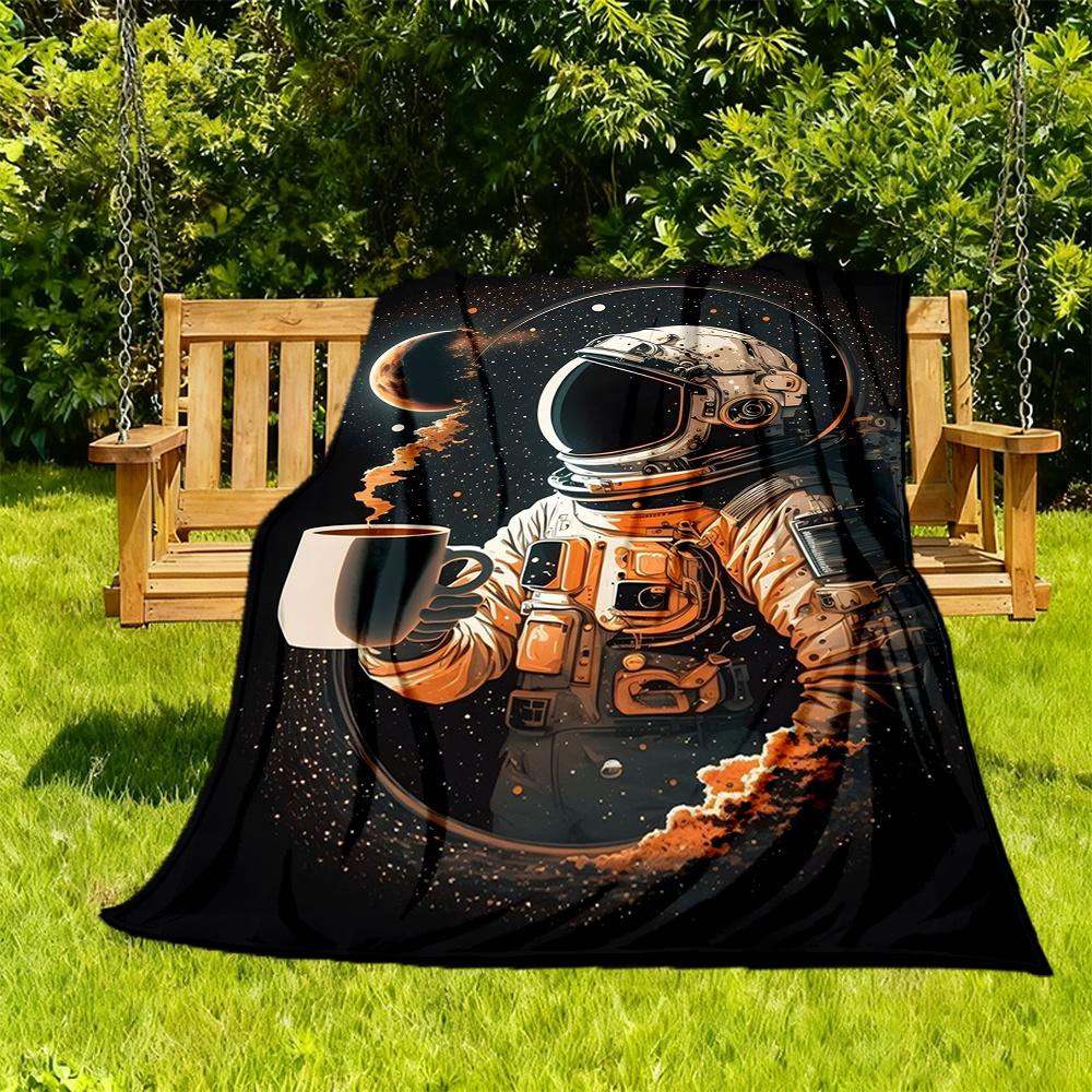

1pc Astronaut Space Flannel Blanket, Comfortable and Warm Blanket, for Camping Sofa Bed and Couch Office012 130x150cm