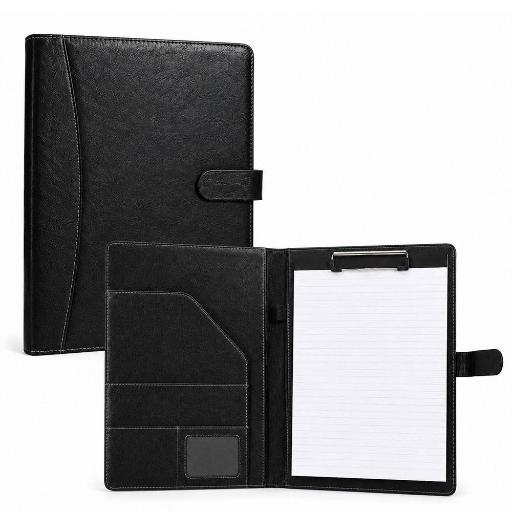 1-pack A4 leather folder/business manager folder, magnetic clasp design, with storage function and note pad чёрный