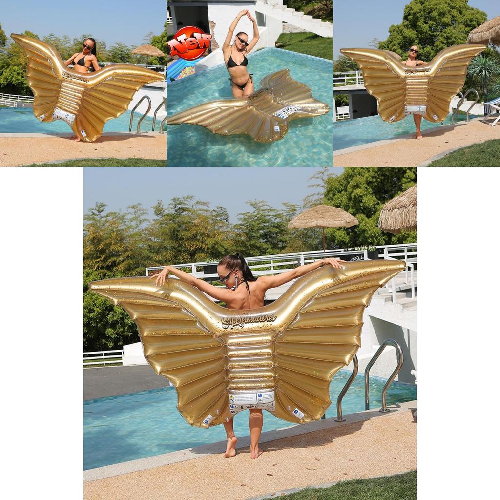 Angel Wing Inflatable Glitter Pool Float Butterfly Float Gold Water Float Wholesale