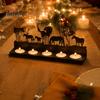 Modern Tabletop Centerpiece Metal Iron Christmas Horse Tree Candlestick, Forest Shadow Candle Minimalist Style Art Holder, for Holiday Mantel