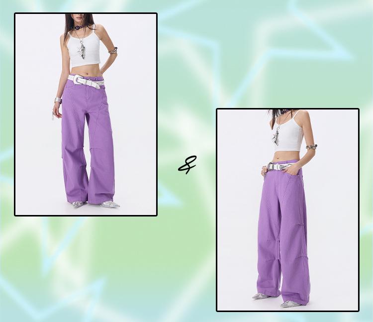 Tuogu Trend American Retro Spicy Girl Scimitar Wide-Leg Cargo Pants - Versatile, Slimming, Spring Style