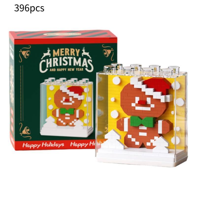 Kreatives Weihnachtsgeschenk Baustein-Set mit Weihnachtsmann und Feiertagsthema