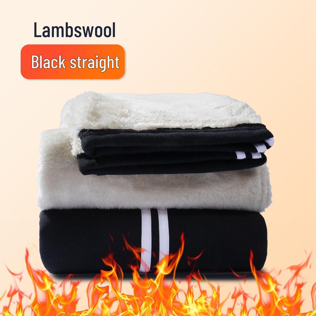 Navy Blue Fleece-Lined Kids' School Uniform Sports Pants with Stripes