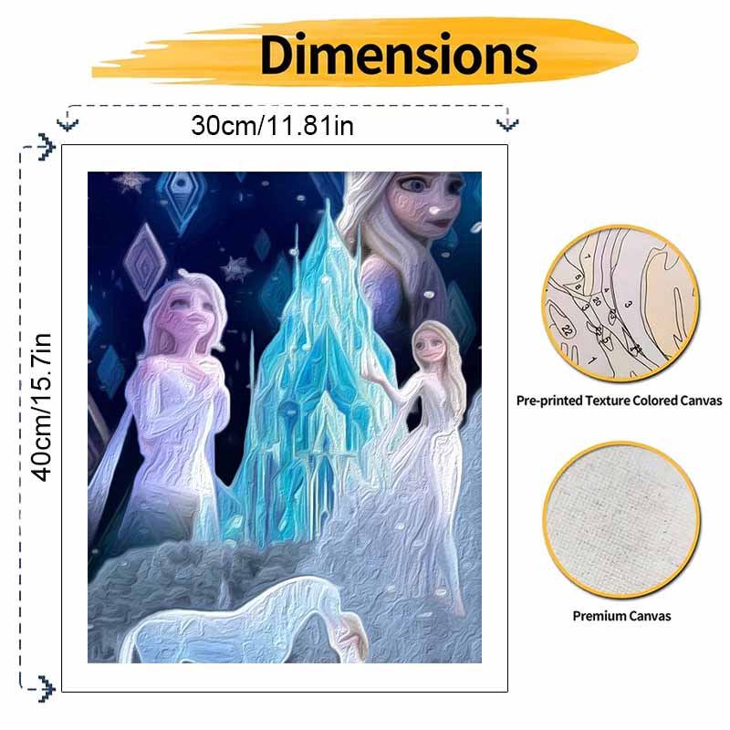 Disney Frozen Elsa DIY Oil Painting Art Painting Kit Home Wall Decor Handmade Gift for Princess Fans Creative Craft for Room Decoration