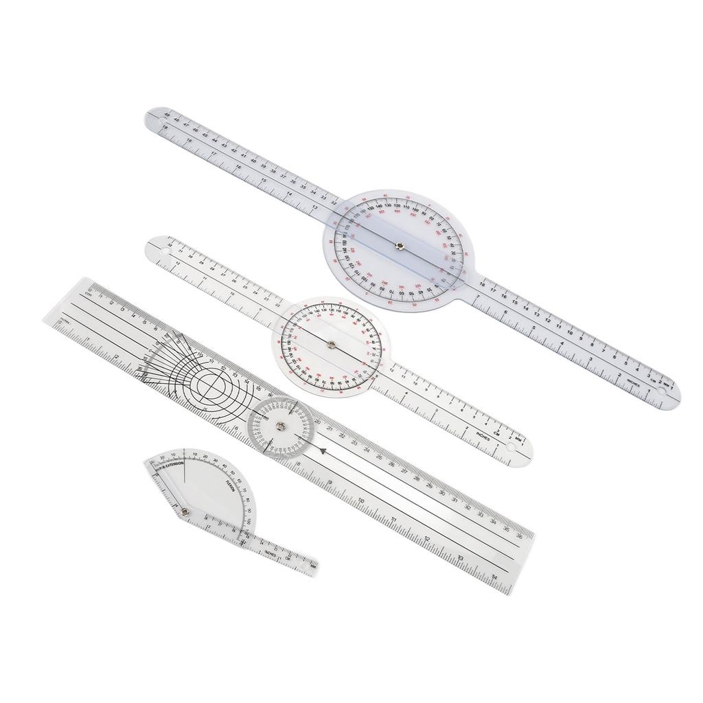 4pcs Medical Goniometer Set Rotate Transparent Orthopedic Angle Measurement Ruler for Family