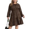 Spring and Autumn Women's Dress Plus Size Printed Long Sleeve Dresses