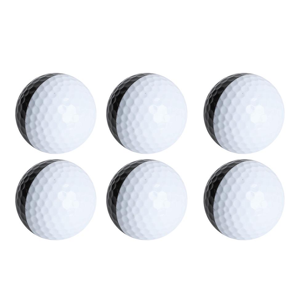 6PCS PU Black White Soft High Elastic Excellent Stable Fly Two Layers Indoor Putter Assist Golf Practice Ball