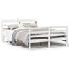 VidaXL Bed Frame with Headboard White 150x200 Cm Solid Pine Wood, Bed, Bedroom Furniture, Wooden Bed, Bed 3306648