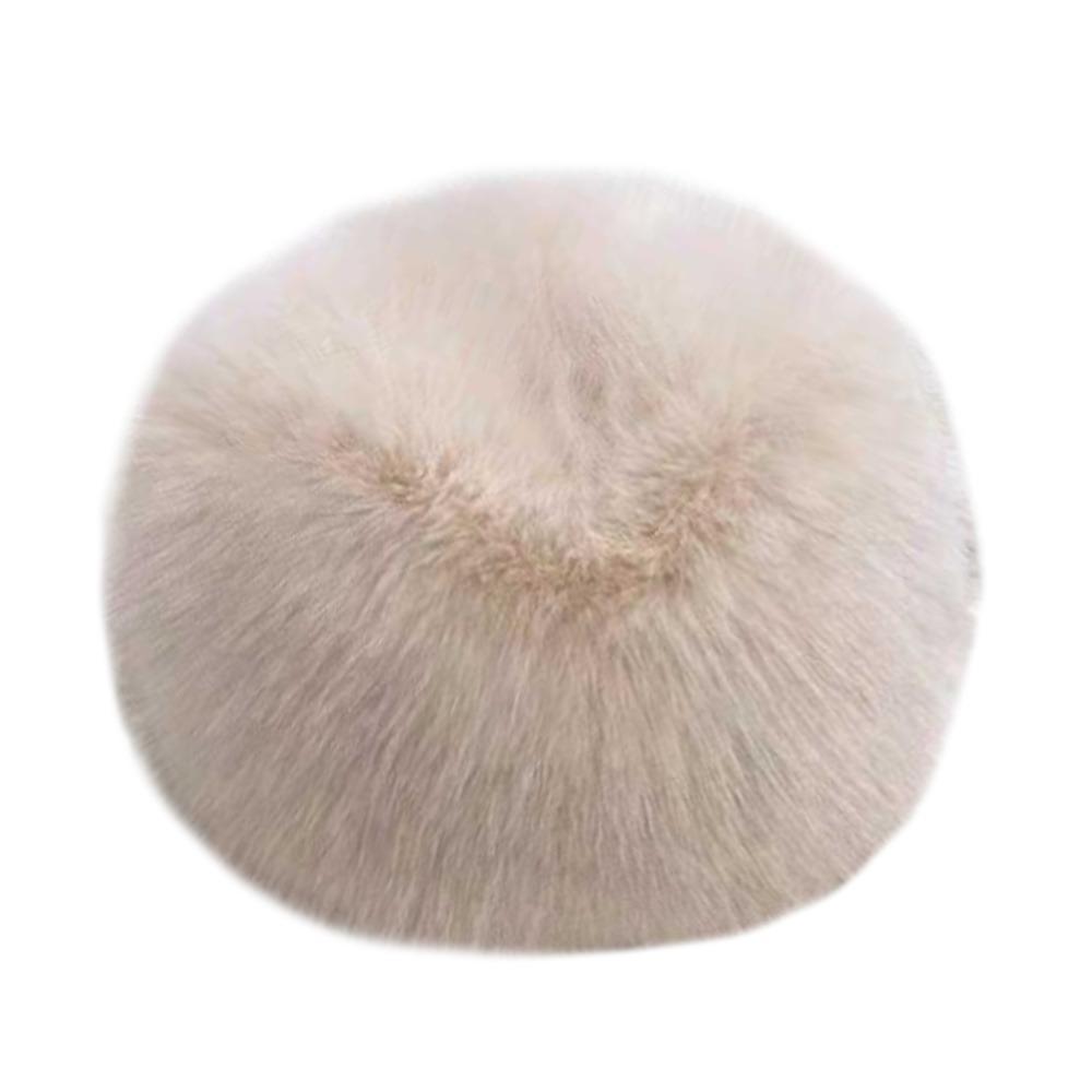 Smooth Mongolian Fluffy Hat Thickened Fur Fluffy Texture Warm Bucket Hat Round Top Ear Protection Winter Hat Ladies Headwear