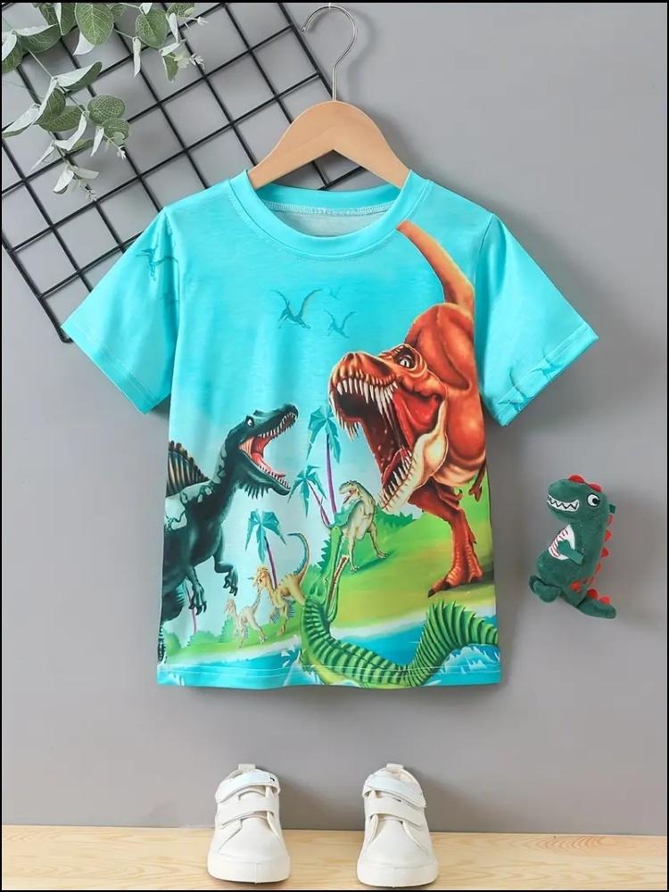 Clothing for Boys Cartoon Dinosaur 3D Print Graphic T Shirts Summer Daily Casual Tee Top Clothes for Children T-Shirts for Boys