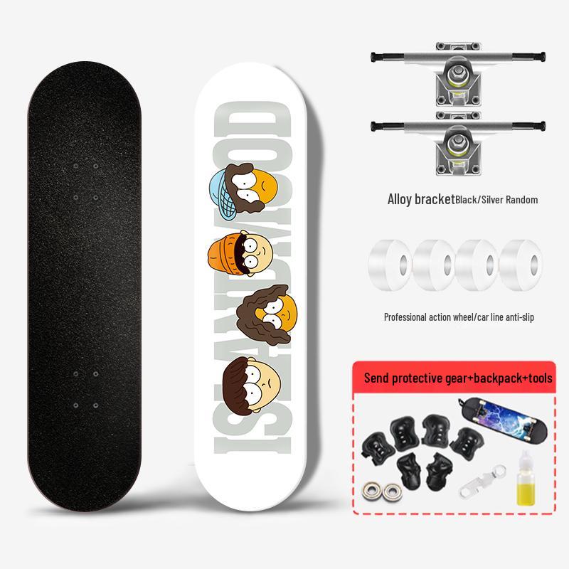 Beginner Entry-Level Double Rocker Skateboard for Street Cruising - Professional Short Board for Boys, Girls, and Adults