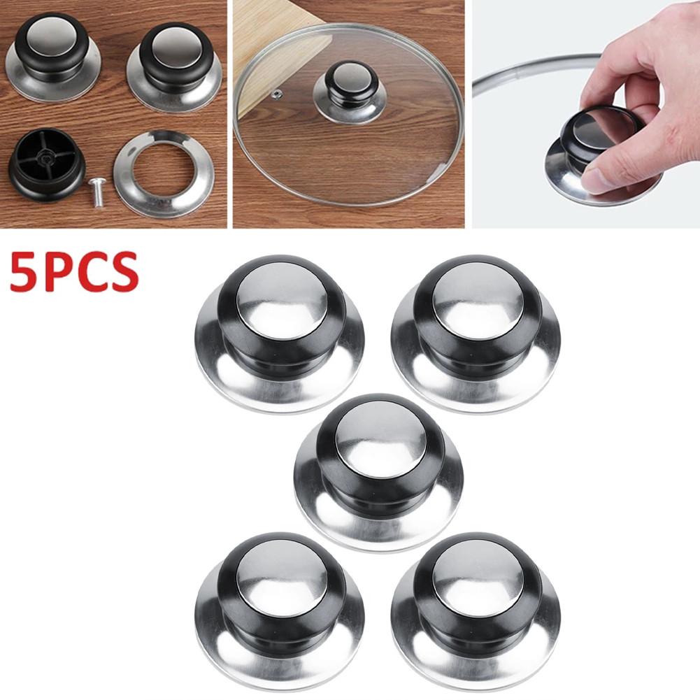 High Quality Kitchen Tools Lid Knobs Cap Knob Handle Replacement Stainless Steel Temperature Resistant W/ Screws