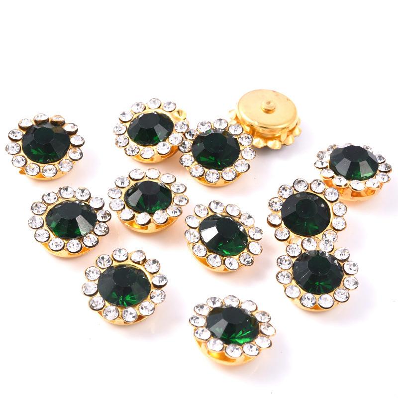Sun Flower Claw Diamond, Glass Flower-Shaped Rhinestone Buckle Hand Seam Diamond, Round Flower Plate Grab Diamond Diy Jewelry Button Decoration