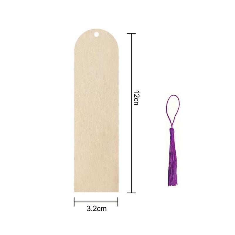 60pcs Unfinished Wooden Bookmark DIY Craft Kit - 30 Tags & Tassels Blank Bookboard Pendant Bookmark, wood decoration
