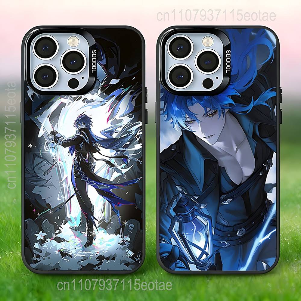 G-Genshin impact Flins Phone Case For iPhone 17,16,15,14,13,12,11,Pro,XS,Max,Plus,Mini,SE4,E Black Matte Shockproof Cover