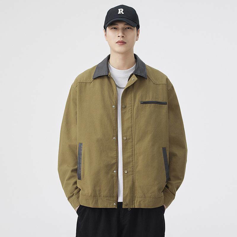 

Мужское пальто Новая куртка Лацкан Контраст Свободный Досуг Спорт Пара Мода Уличная мода. 3XL