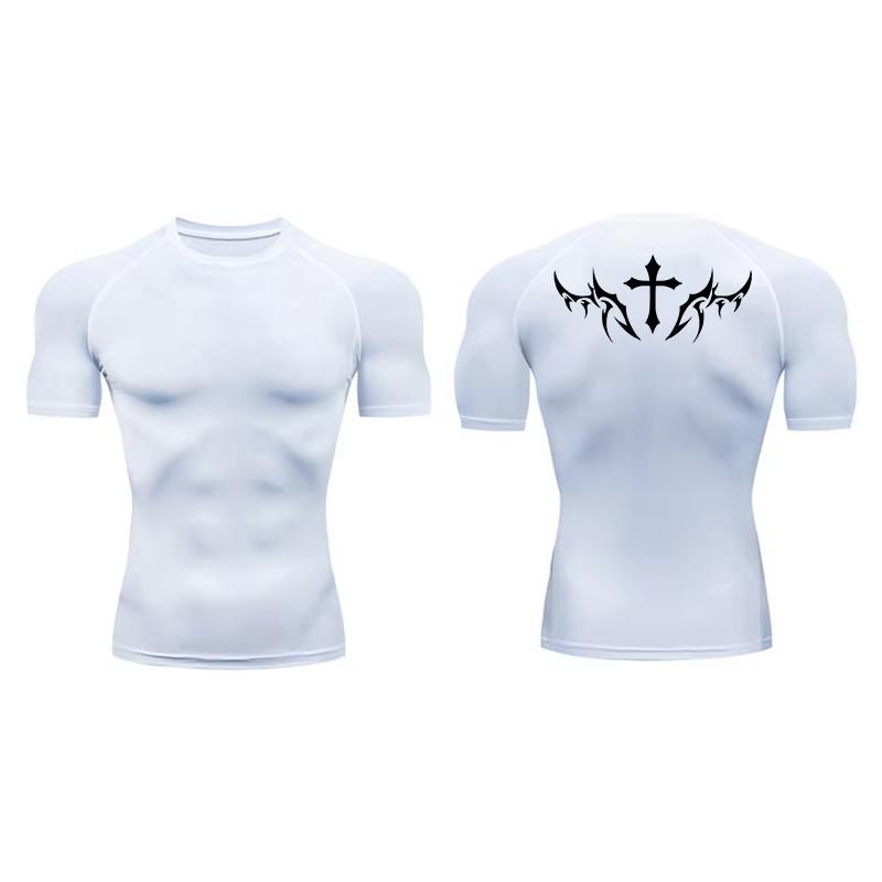 Compressie T-shirts voor Mannen Korte Mouw Sportschool Workout Fitness Onderhemden Sneldrogend Atletisch T-shirt Top 10095