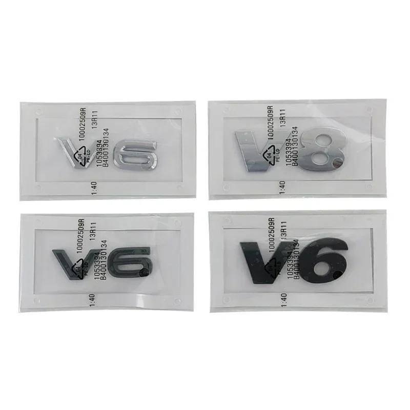 3D ABS Chrome Black V6 V8 Letters Car Rear Trunk Fender Emblem Badge Sticker Decals For VW Polo Golf Passat Touareg AccessoriesKD0