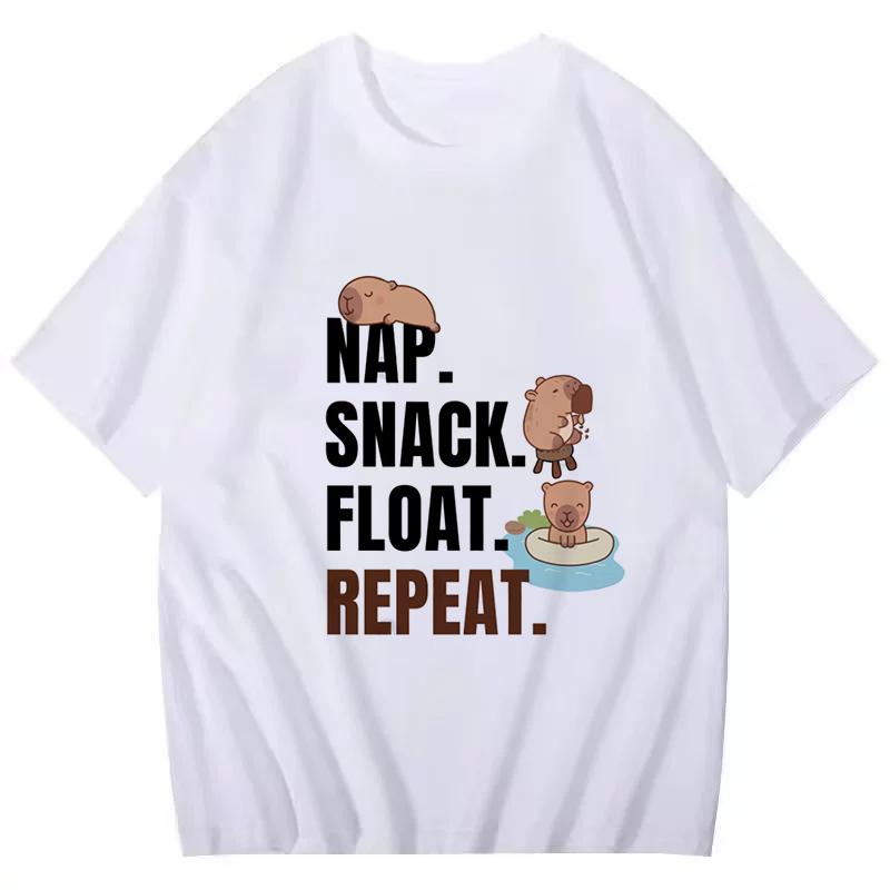 Funny Capybara Printed T Shirt Men Women Vintage Summer Short Sleeve T-shirt 90s Gothic Tshirt Casual EU Size Tees Tops Clothes