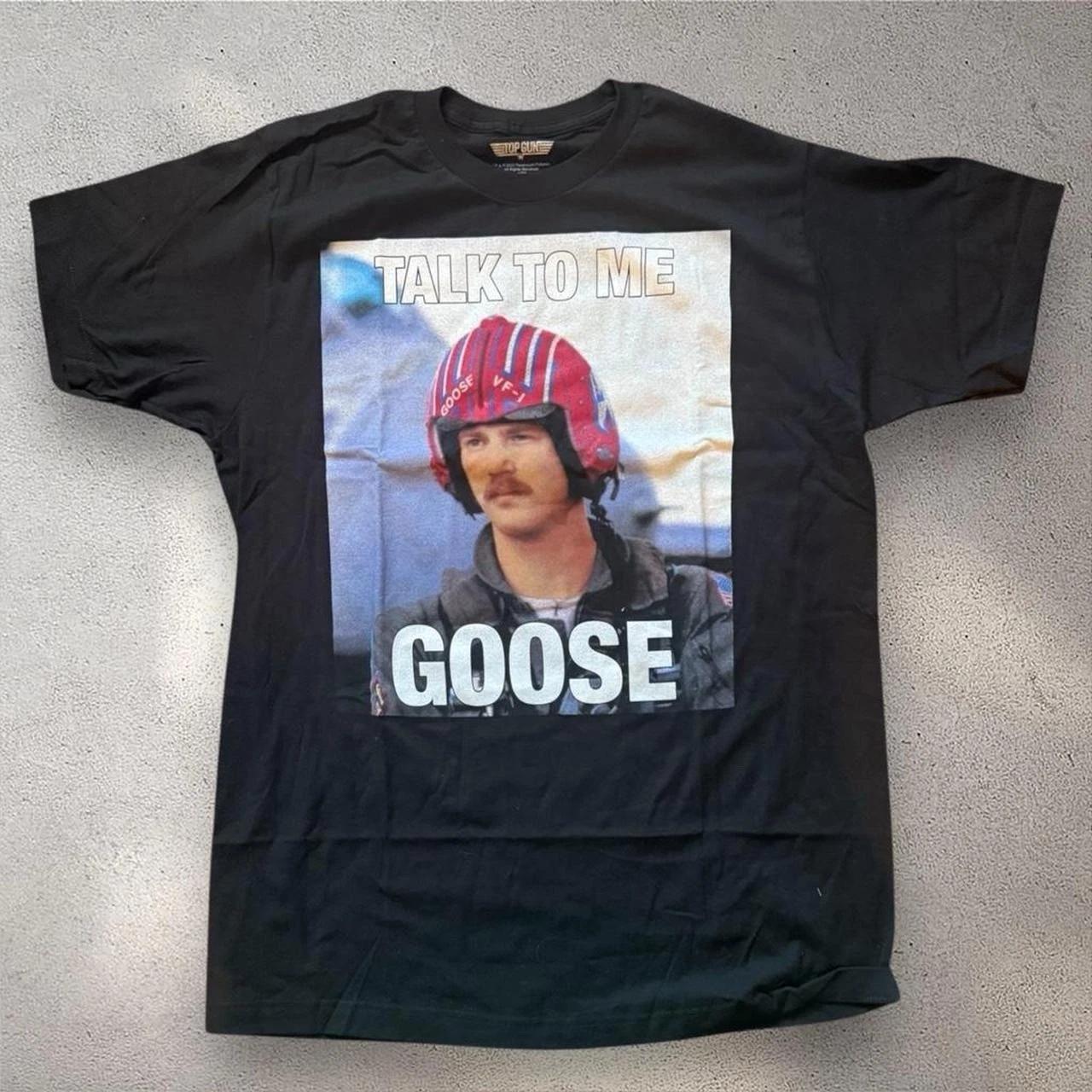 Top Gun Goose Talk To Me Graphic T- Shirt Mens Large Black Movie Tee NWOT S