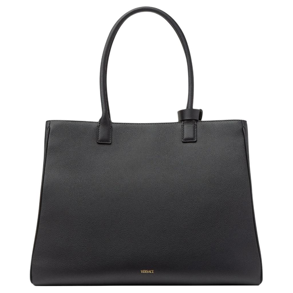 Versace La Medusa Classic Solid Color Large Chain Commuter Fashion Tote Bag Women Tote Bags Black 1004462-DVIT2T-1B00V
