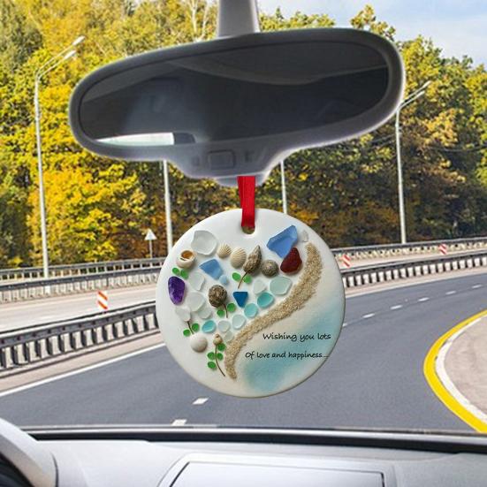 Vánoční ozdoba z mořského skla Ručně vyráběné umění z mořského skla Závěsná dekorace na vánoční stromek Oceánská tématika Suvenýr pro přátele