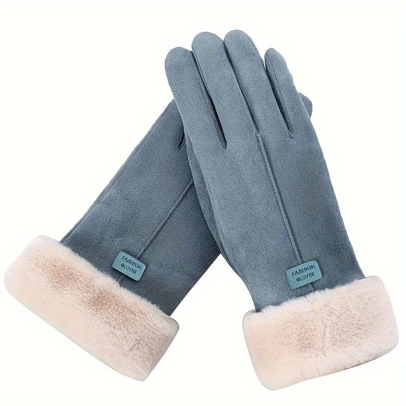 

Warm Winter Gloves With Plush Interior, Touch Screen Snow Thickened Cold Weather Sports Gloves, Christmas Gloves Gifts синій