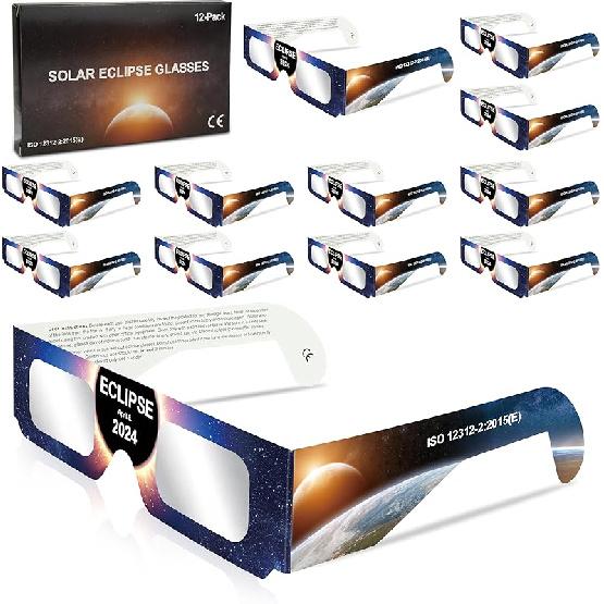 Solar Eclipse Glasses AAS Approved 2024, 6 Pack Solar Eclipse Glasses for Direct Sun Viewing-ISO 12312-2:2015(E) & CE Certified