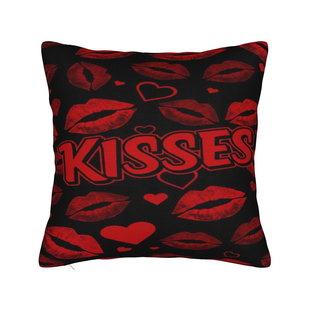 Miłość Pocałunek Czerwone usta Nadruk Poszewki na poduszki Pokrowiec na poduszkę Pokrowce na poduszki Dekoracje do sypialni Y2K Kwadratowe Różne rozmiary