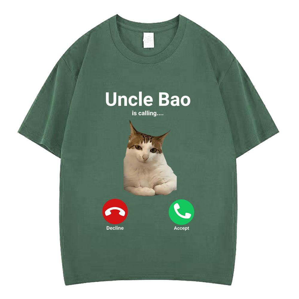 

Uncle Bao Is Calling Funny Cat T Shirt Unisex Women Fashion Tshirt Summer Shortsleeved Loose Casual Cotton Harajuku Tshirts Tops 4XL