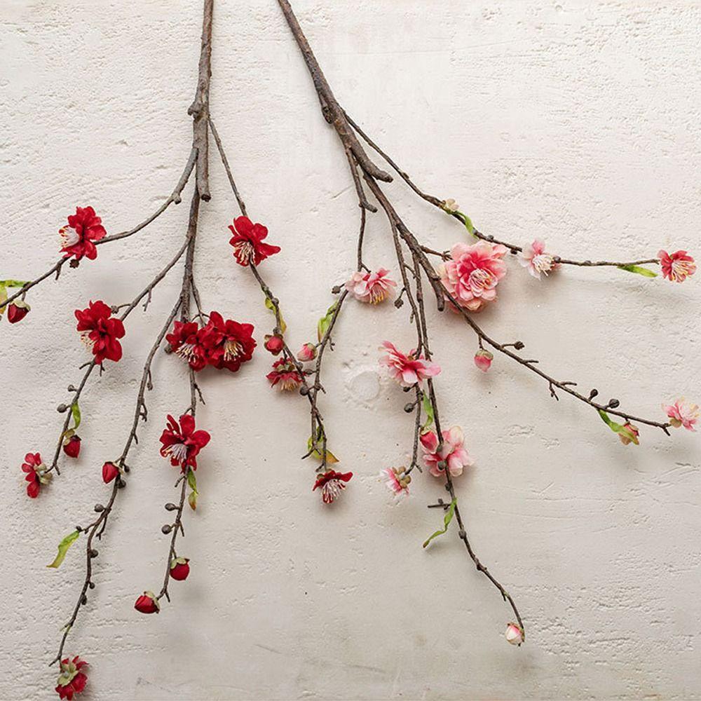 Real Touch Silk Plum Blossom 79cm Fake Flower Artificial Peach Blossom Branch  Outdoor Garden Decor