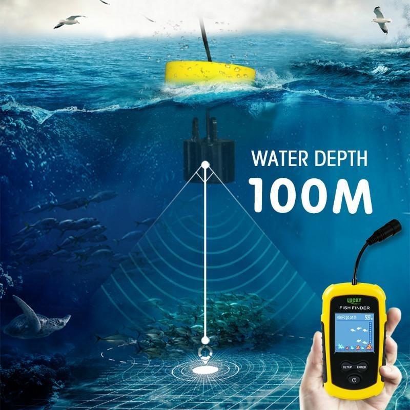 Alarm 100M Tragbare Sonar Fischfinder 45 Grad Sonarabdeckung Echolot Alarmgeber Geber See Meeresfischerei