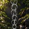 Gutter Outlet Rain Chain in Aluminum Alloy, Open Rings Structure Directs Roof Runoff Down a Continuous Vertical Hanging Chain