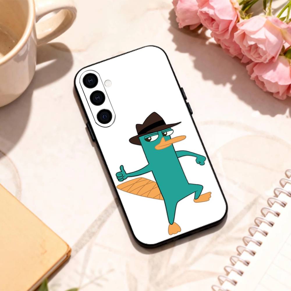 cute Cartoon P-Perry The P-Platypus   phone Case For Samsung Galaxy A73,A72,A71,A70,A53,A52,A51,Others Soft Black Shell