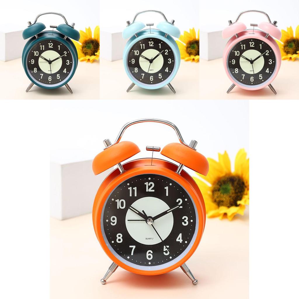 Battery-powered Round Nighttime Luminous Alarm Clock For Bedroom Table
