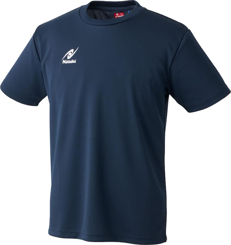 Nittaku Table Tennis Short Sleeve Dry Size M Shirt, Unisex, Moisture-Wicking, Quick-Drying, Lightweight, T-Shirt, Navy,