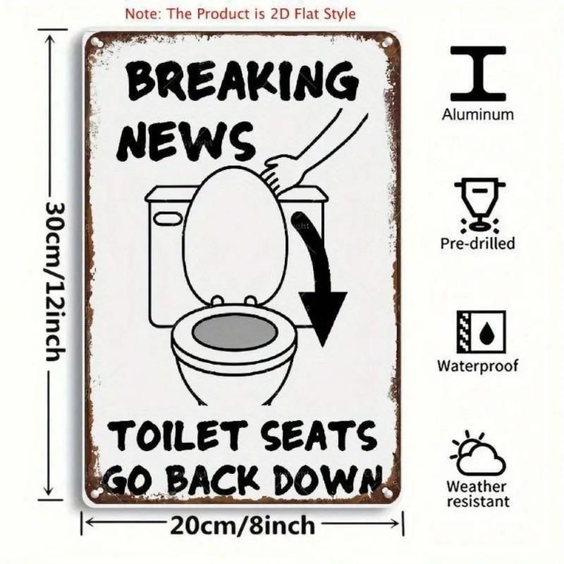 Humorous Bathroom Sign Toilet Seat Aluminum Art 8x12 Wall Decor Novelty