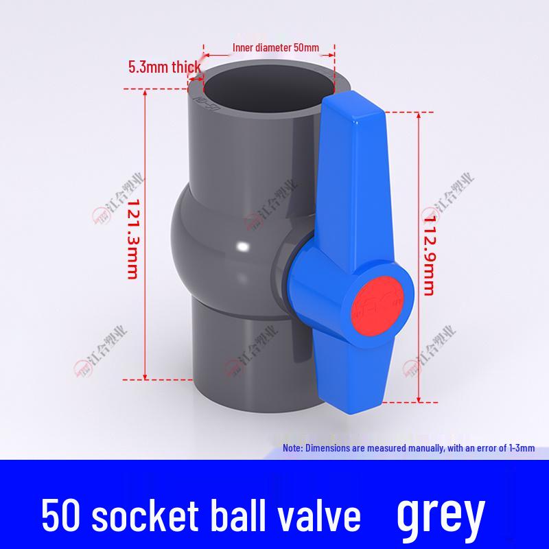 PVC Ball Valve for Water and Fish Tanks - 50mm Threaded Pipe Joint Valve Switch
