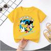 New Mickey Minnie childrens pure cotton shortsleeved boys sports shirt girls casual top with cartoon print summer Tshirt